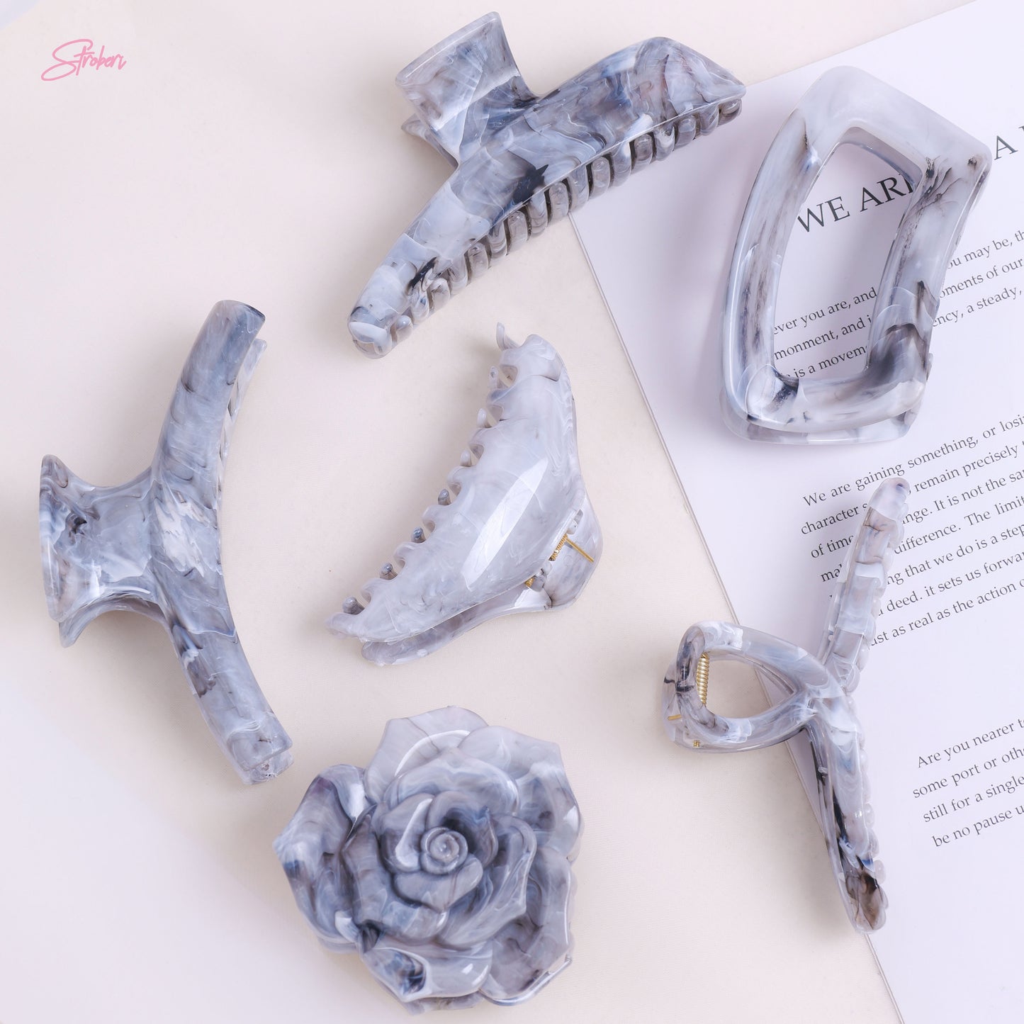 Stroberi Marble Shape Hair Clip
