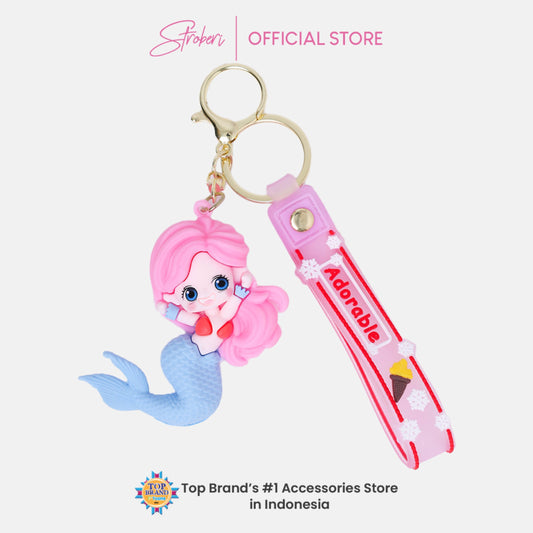 Stroberi Cartoon Rubber Keychain