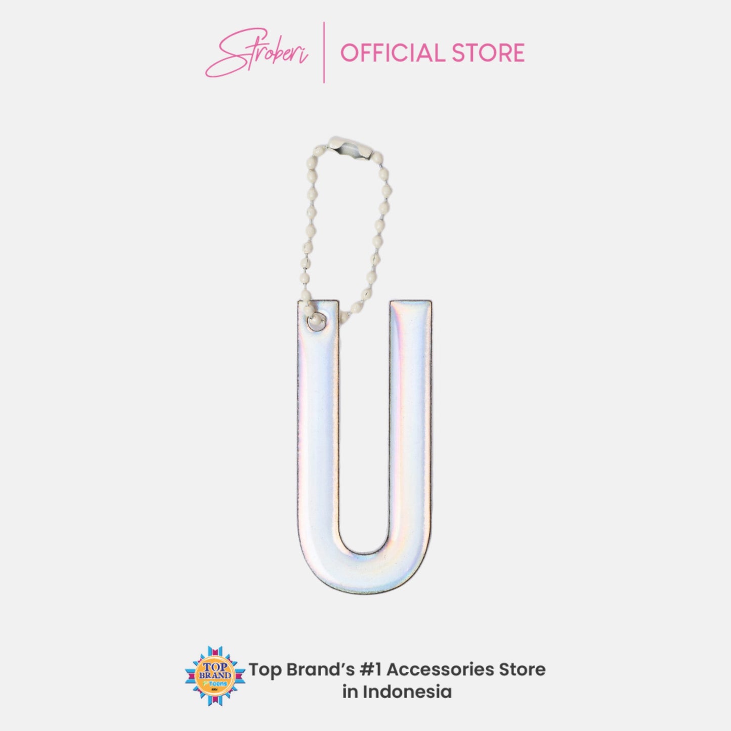 Stroberi Large Holo Alphabet Keychain