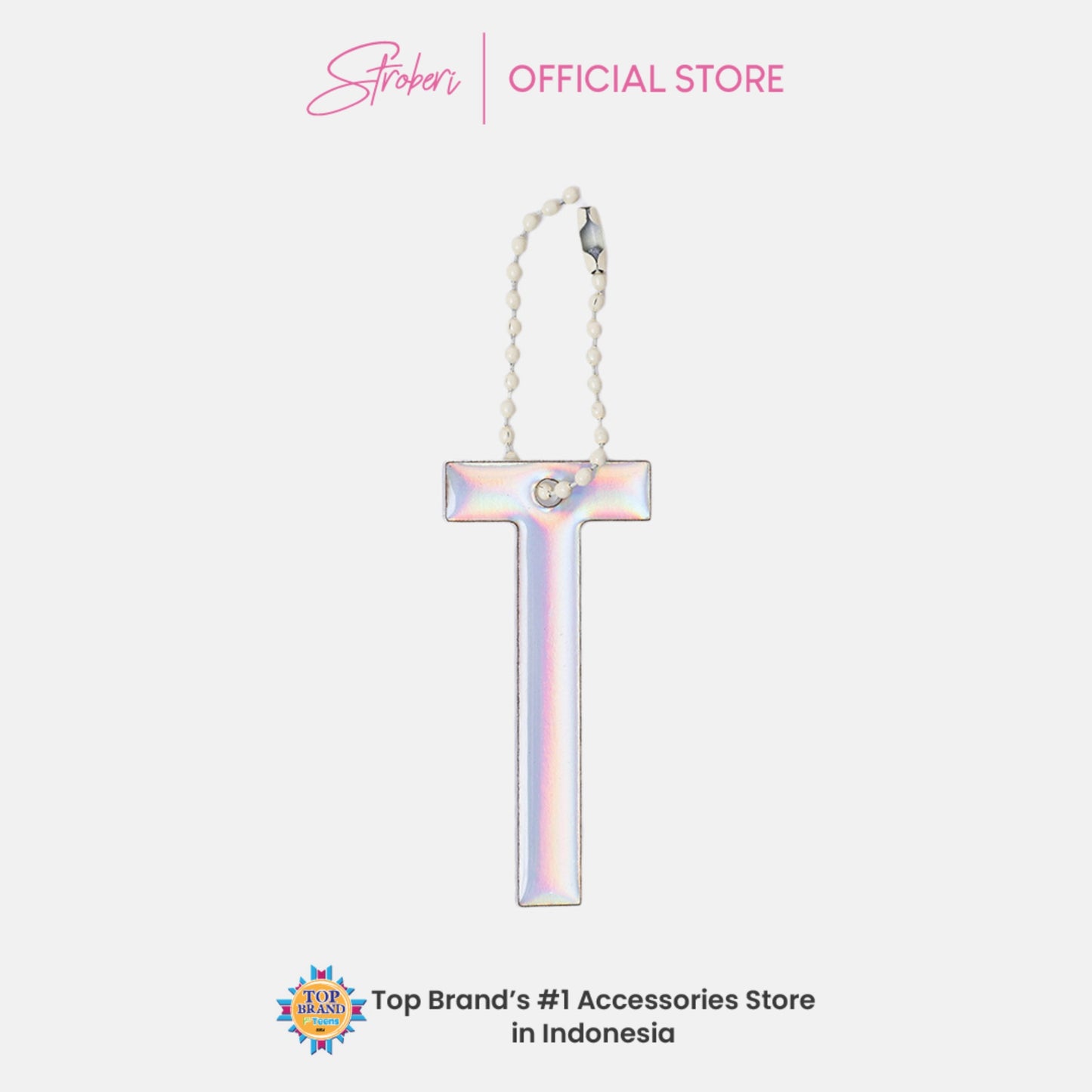 Stroberi Large Holo Alphabet Keychain