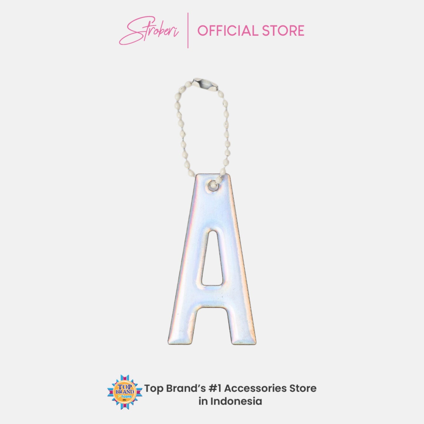 Stroberi Large Holo Alphabet Keychain