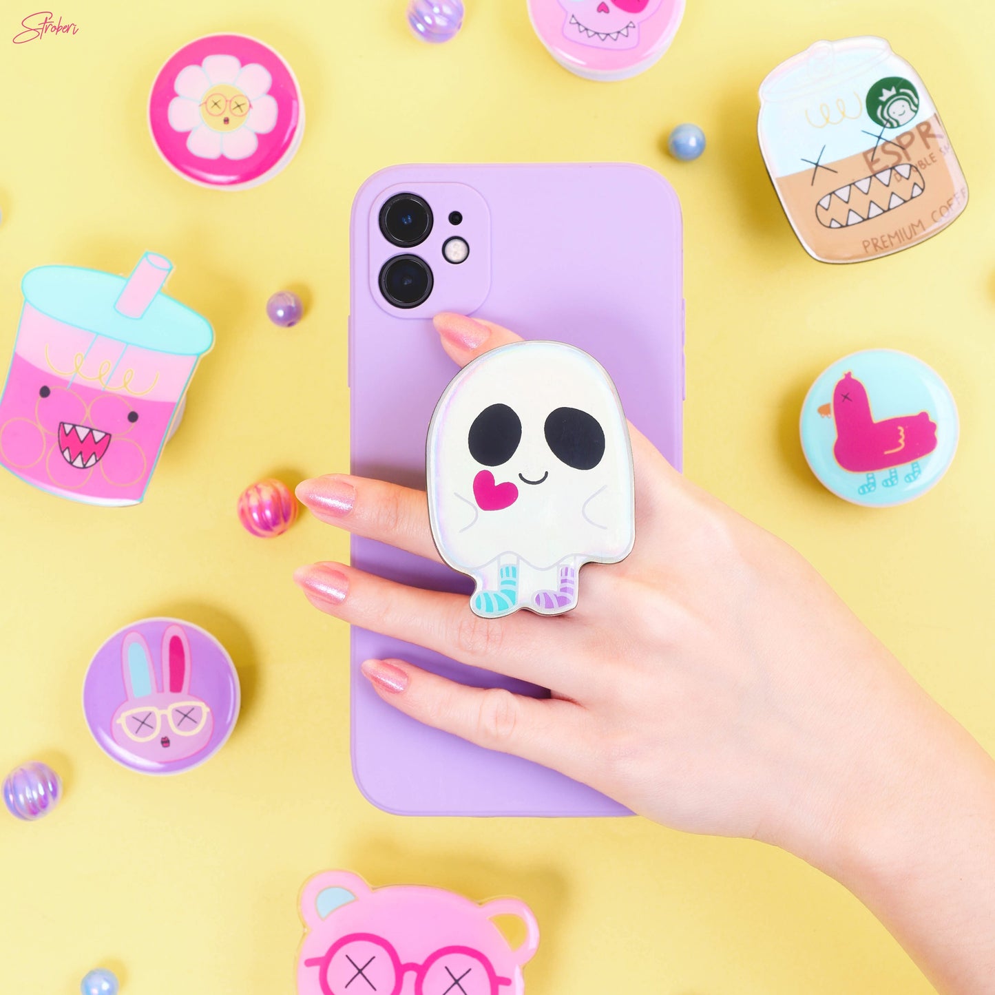 Stroberi Clear Line Popsocket Series