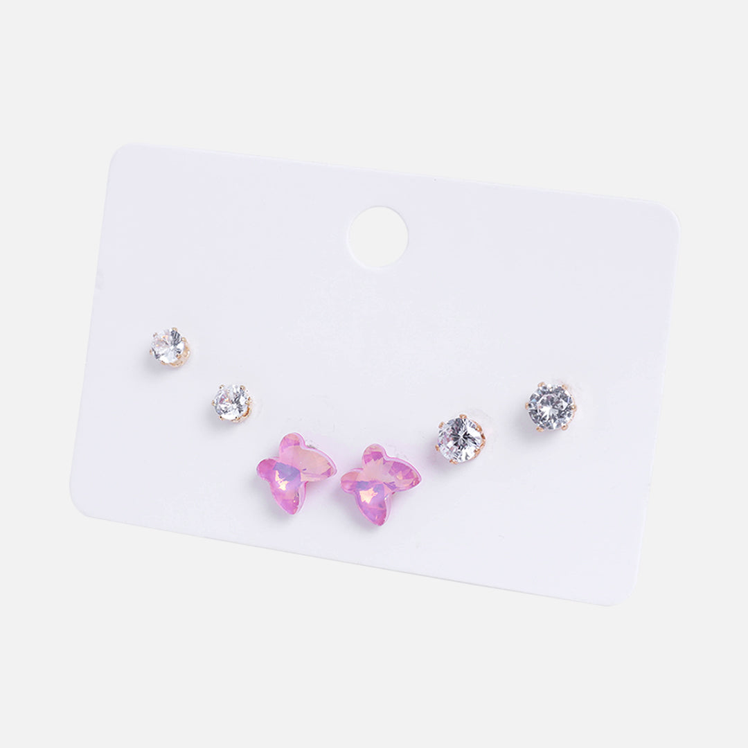Stroberi Rhinestone Stud Set Earring Mix