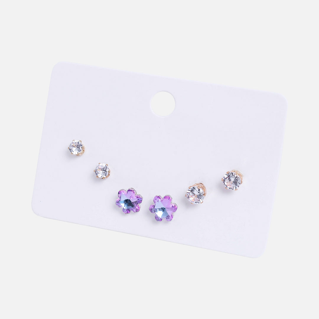 Stroberi Rhinestone Stud Set Earring Mix