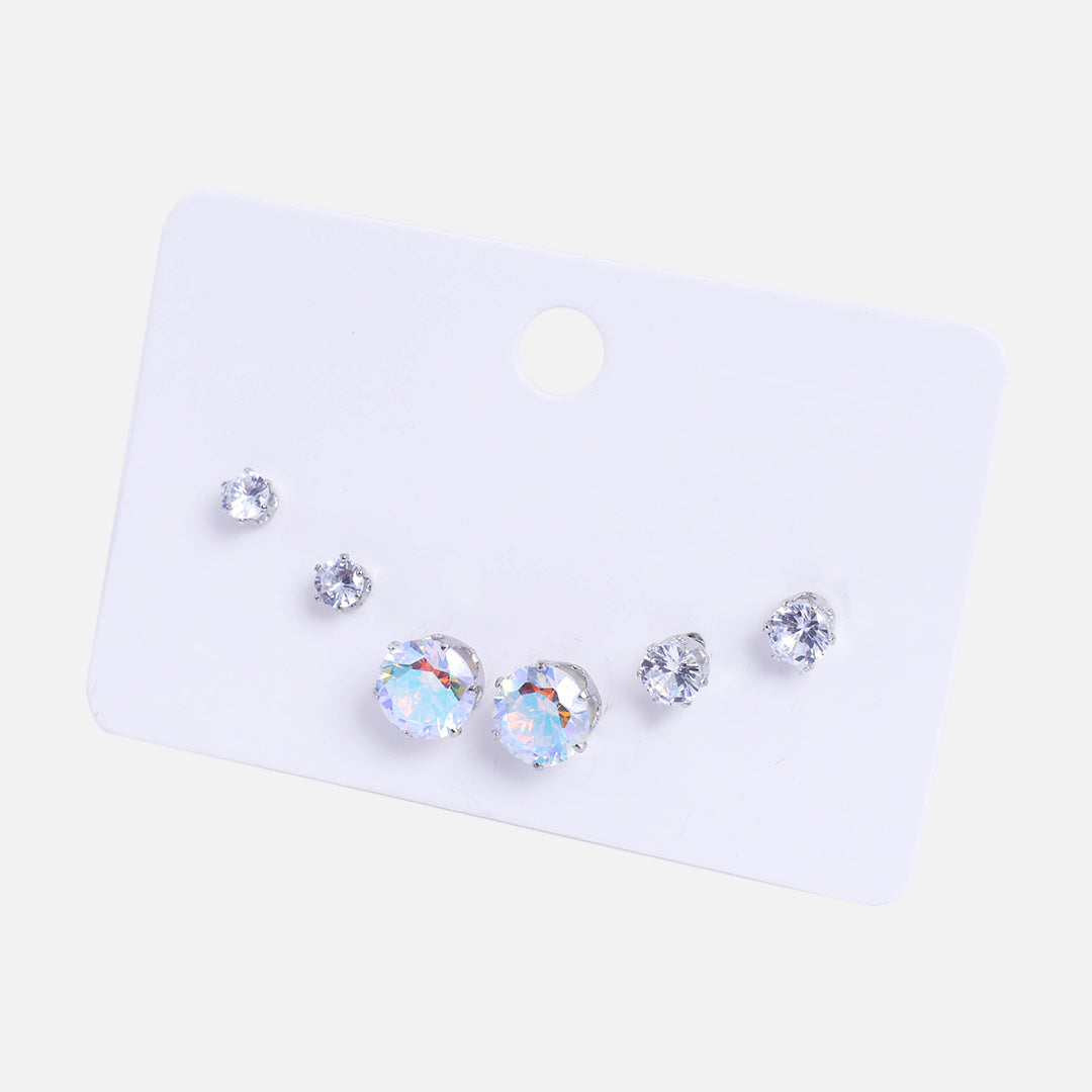 Stroberi Rhinestone Stud Set Earring Mix