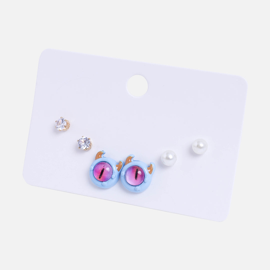 Stroberi Rhinestone Stud Set Earring Mix