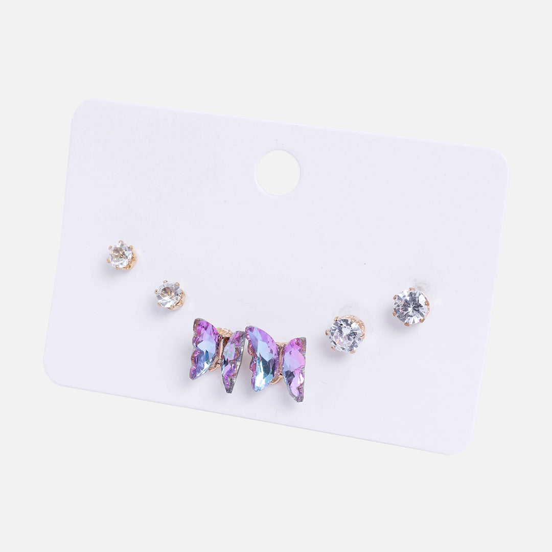 Stroberi Rhinestone Stud Set Earring Mix