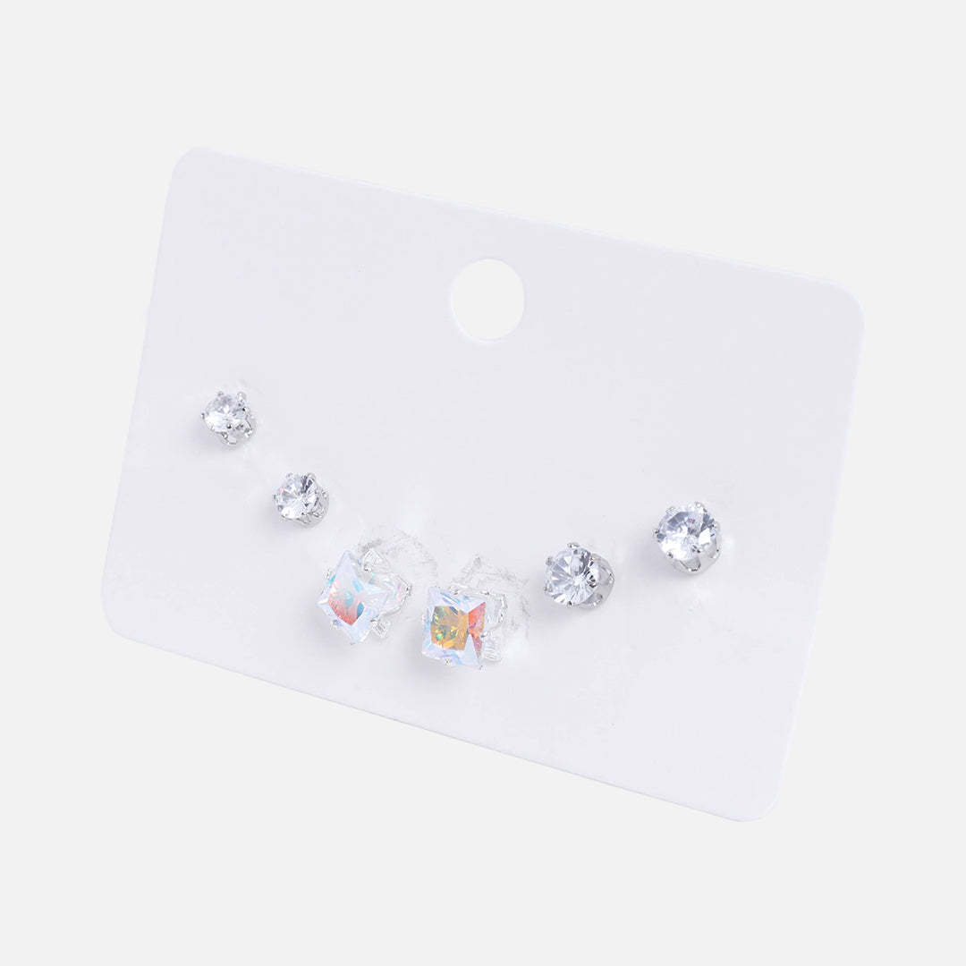 Stroberi Rhinestone Stud Set Earring Mix