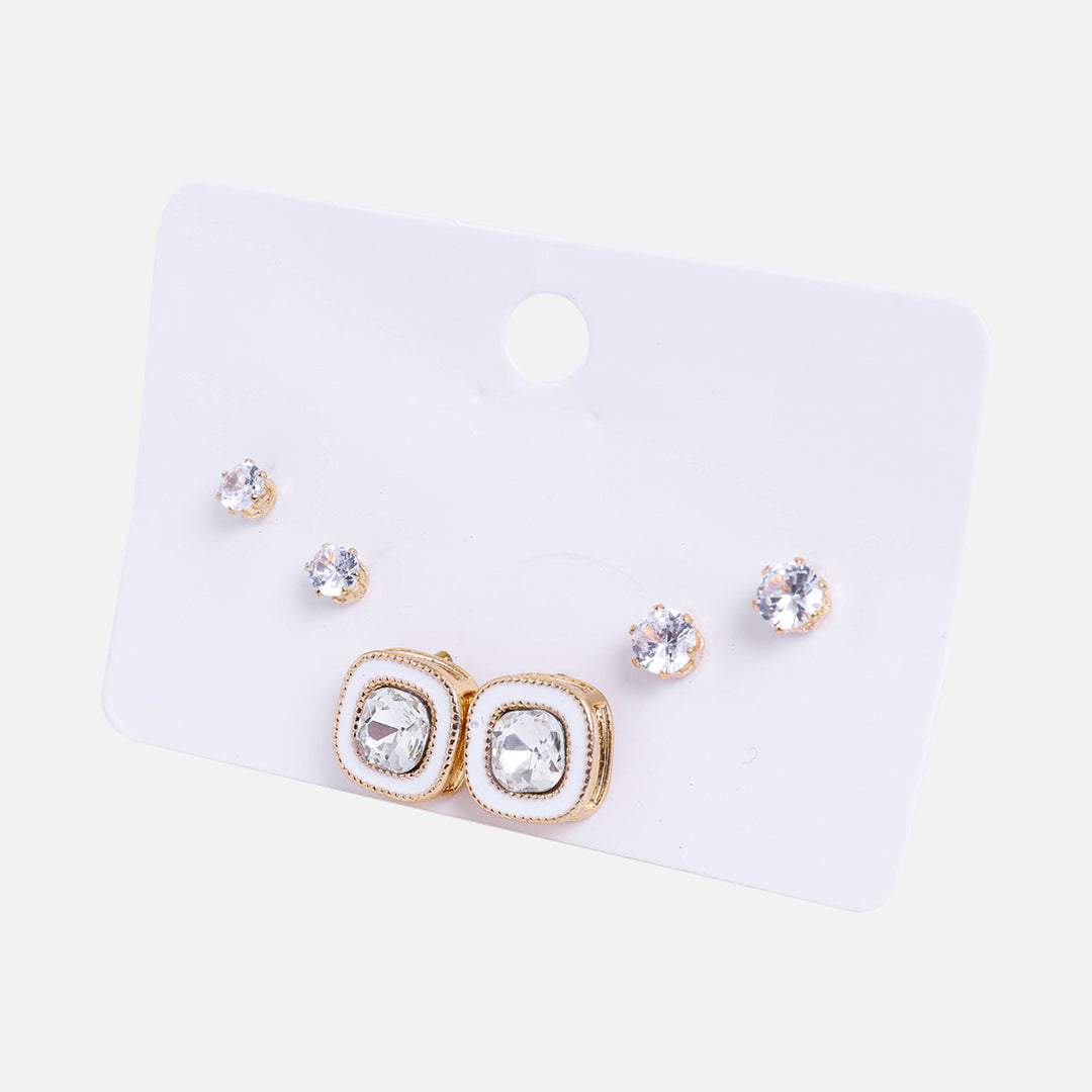 Stroberi Rhinestone Stud Set Earring Mix