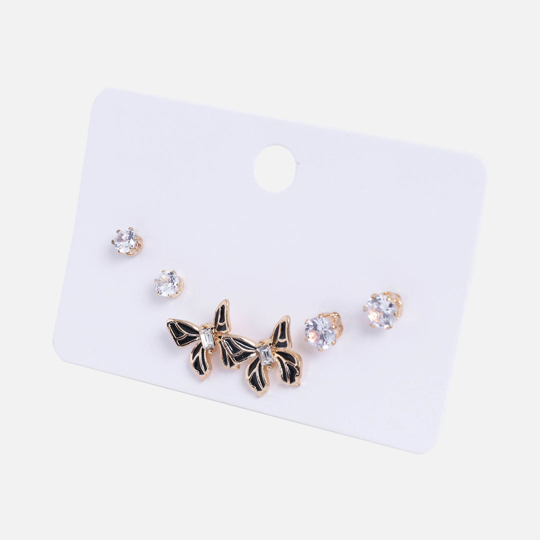 Stroberi Rhinestone Stud Set Earring Mix
