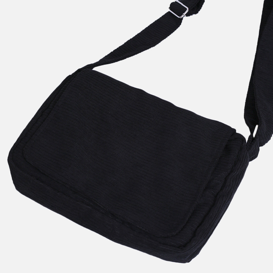 Stroberi Black Corduroy Sling Bag