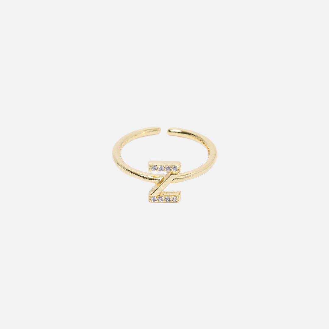 Stroberi Bling New Alphabet Ring (Gold)
