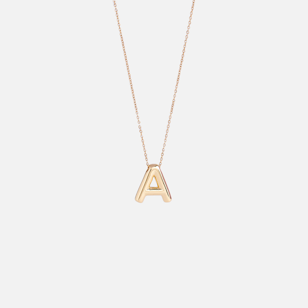 Stroberi Thick Alphabet Chain Necklace (Gold)