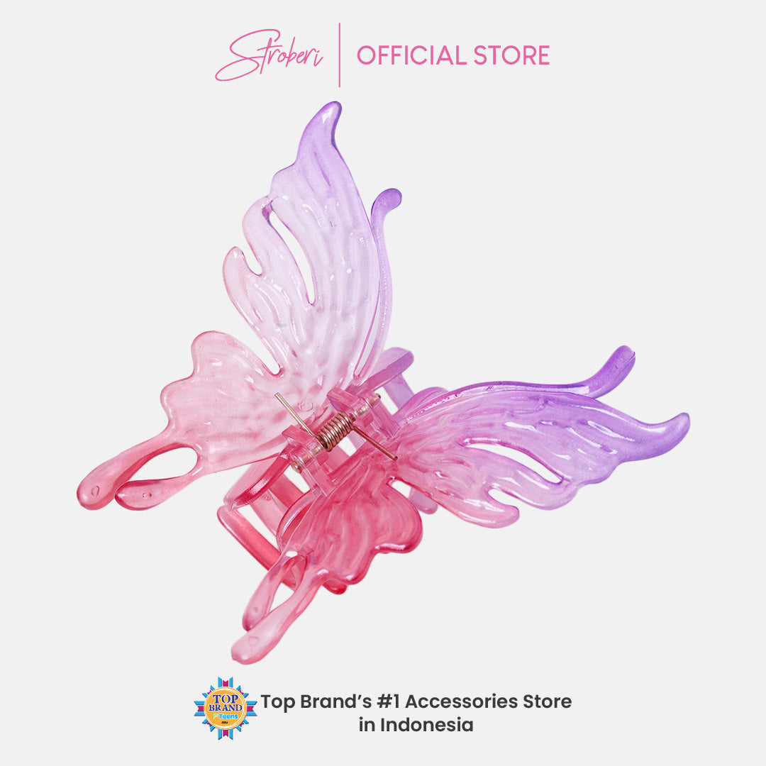 Stroberi Transparent Butterfly Shape Hair Clip