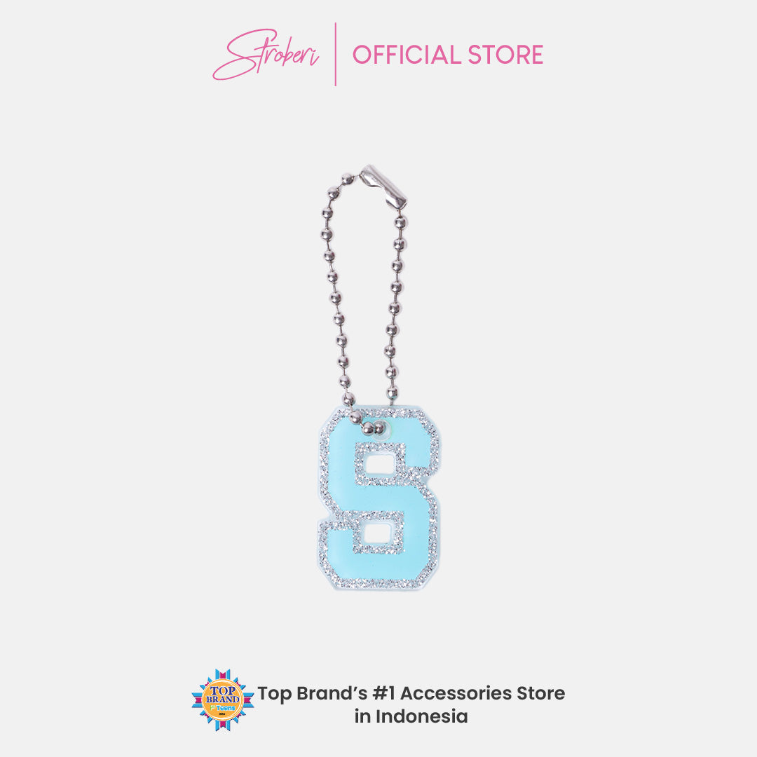 Stroberi List Glitter Alphabet Keychain