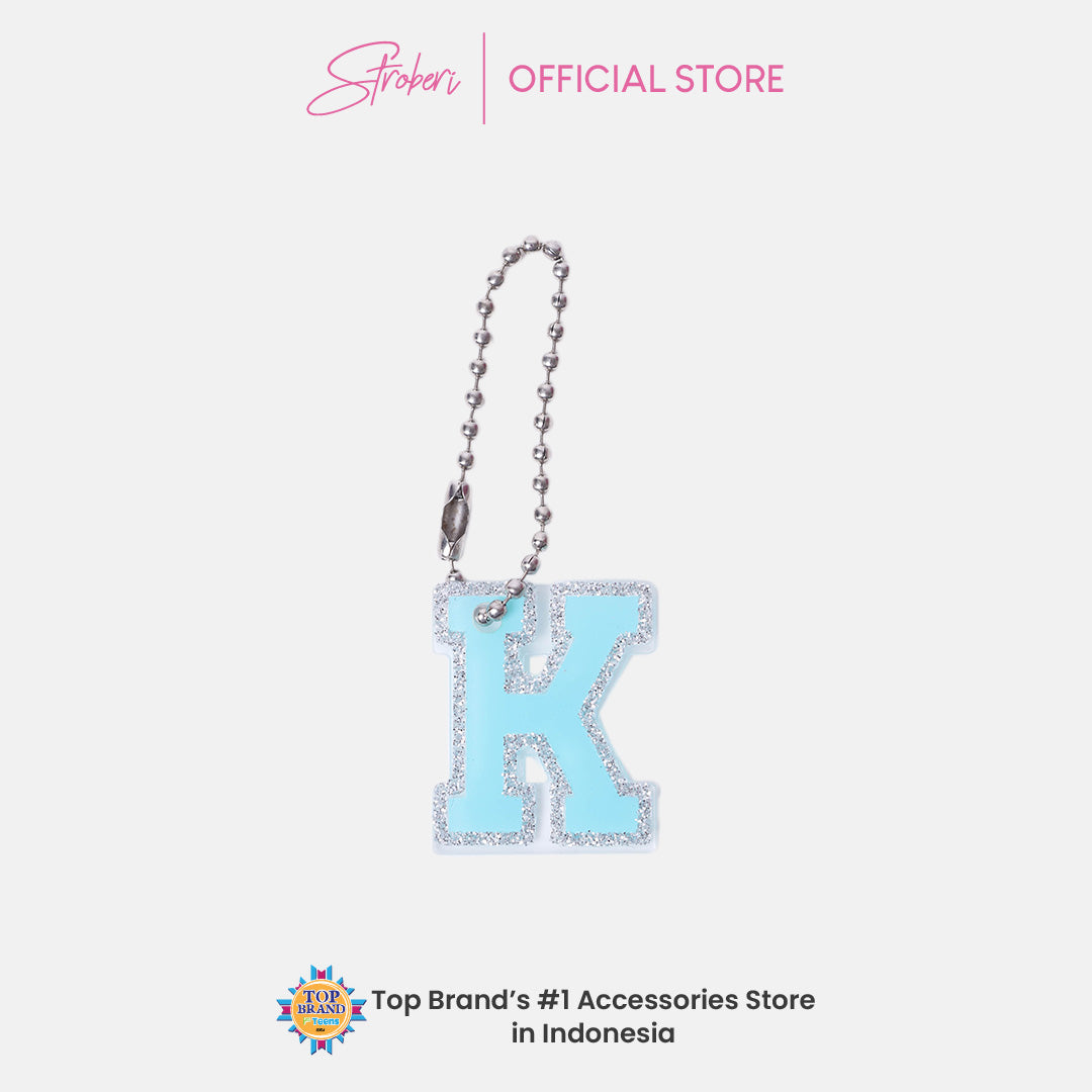 Stroberi List Glitter Alphabet Keychain
