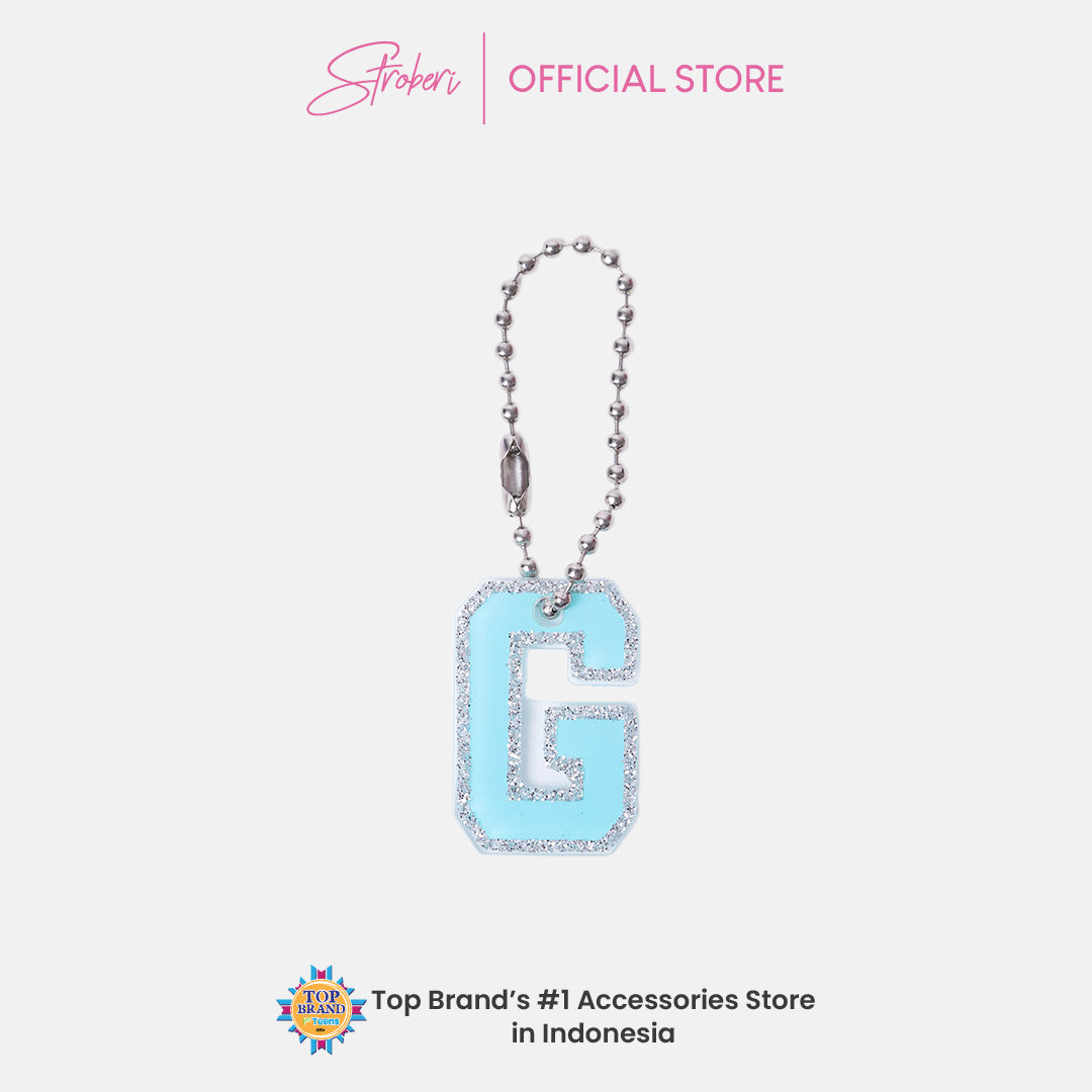Stroberi List Glitter Alphabet Keychain