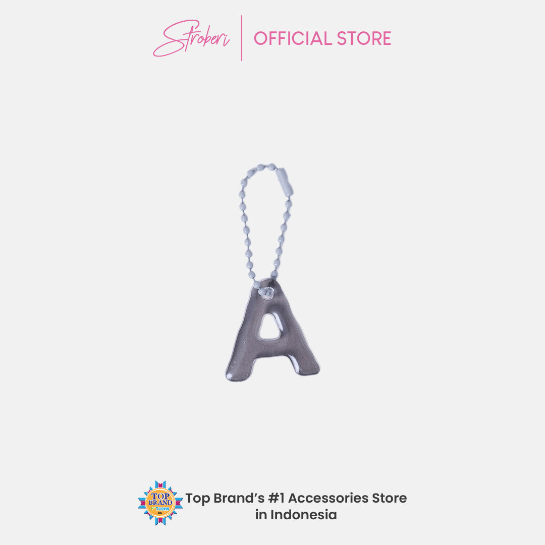 Stroberi Pastel Alphabet Acrylic Keychain A-J