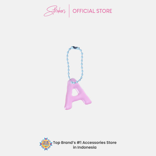 Stroberi Pastel Alphabet Acrylic Keychain A-J