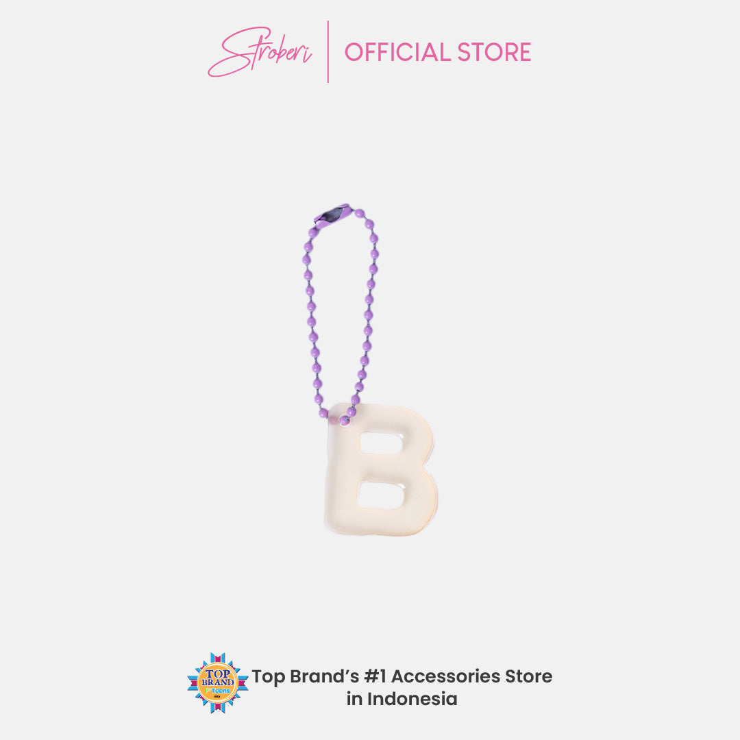 Stroberi Pastel Alphabet Acrylic Keychain A-J