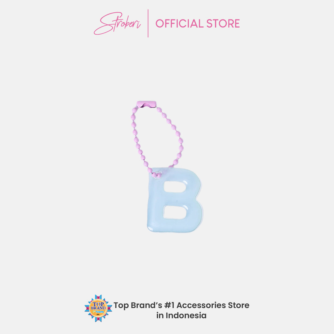 Stroberi Pastel Alphabet Acrylic Keychain A-J