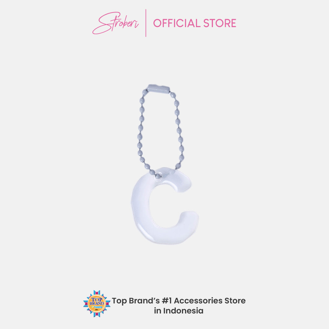 Stroberi Pastel Alphabet Acrylic Keychain A-J