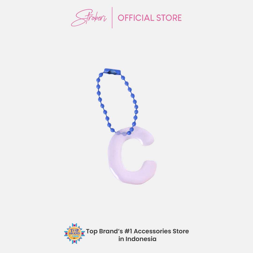 Stroberi Pastel Alphabet Acrylic Keychain A-J