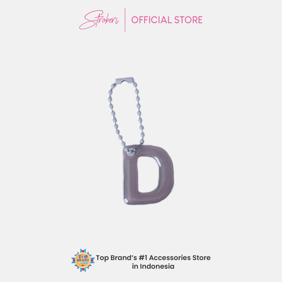 Stroberi Pastel Alphabet Acrylic Keychain A-J
