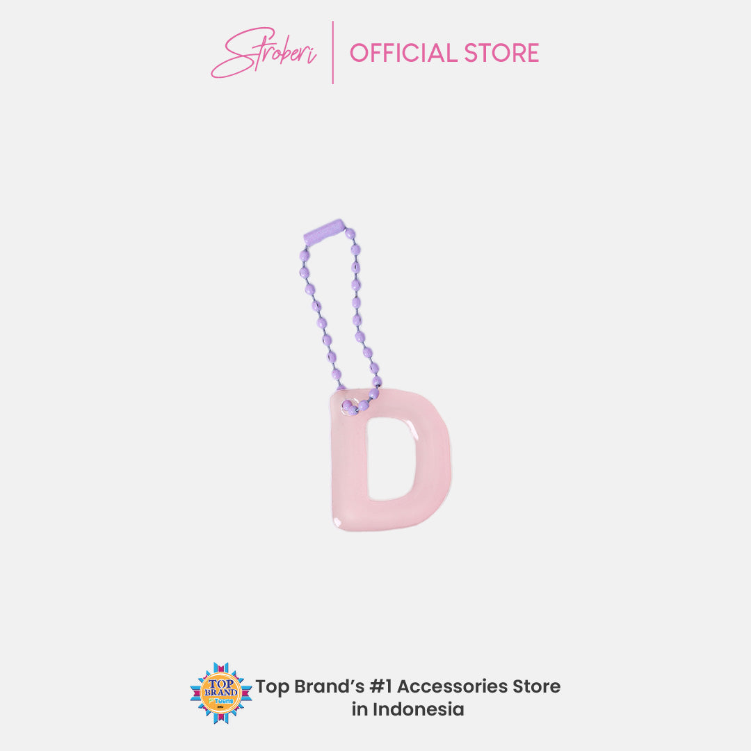 Stroberi Pastel Alphabet Acrylic Keychain A-J