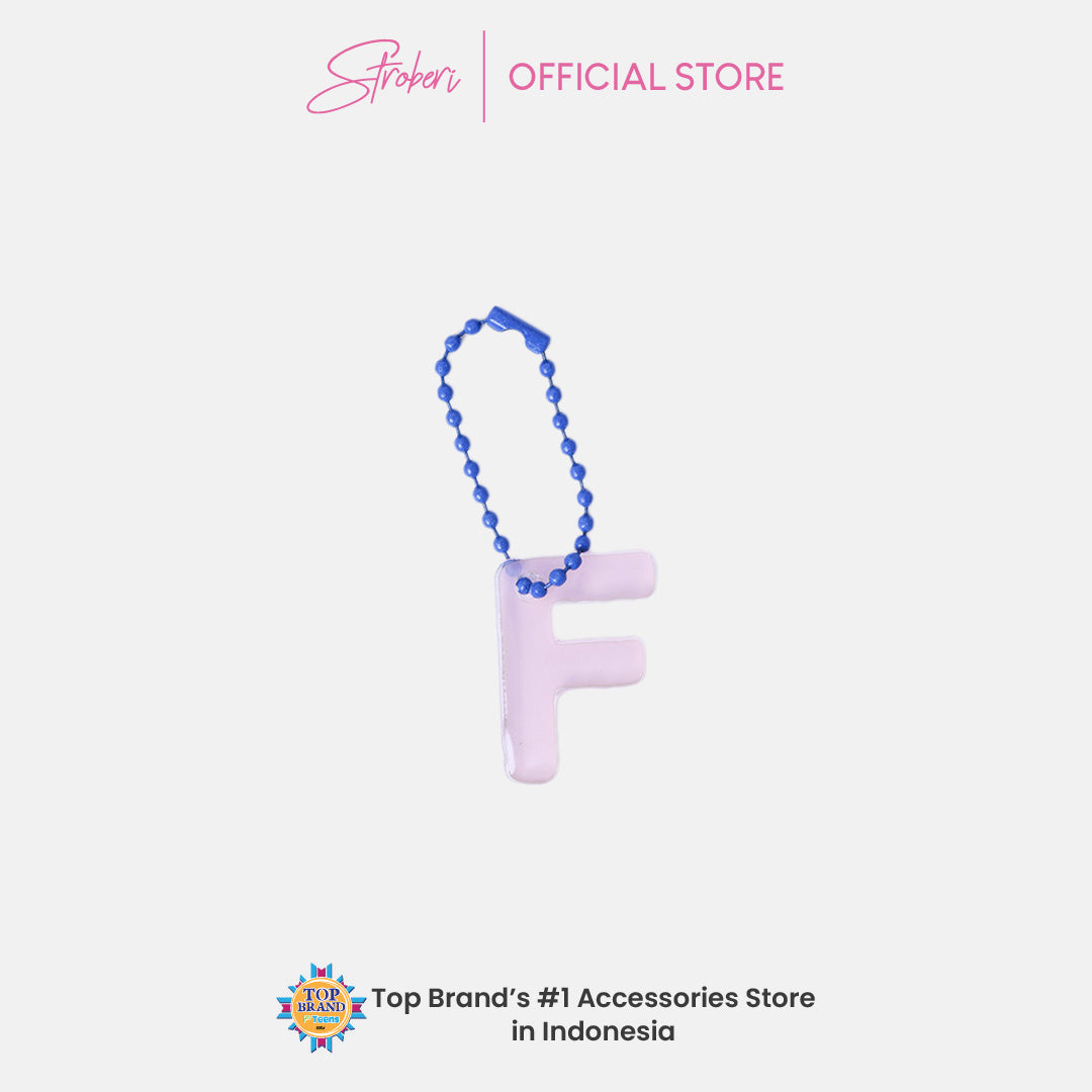 Stroberi Pastel Alphabet Acrylic Keychain A-J