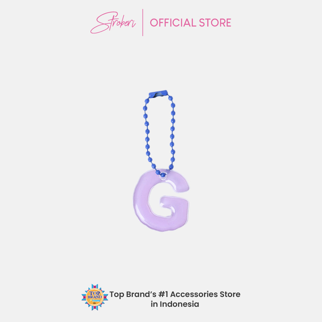 Stroberi Pastel Alphabet Acrylic Keychain A-J