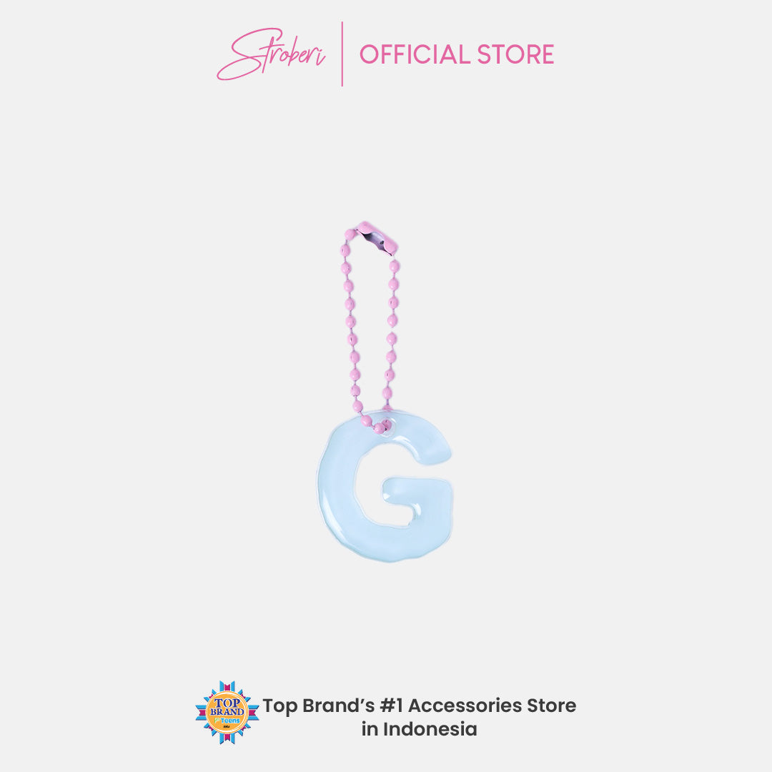 Stroberi Pastel Alphabet Acrylic Keychain A-J