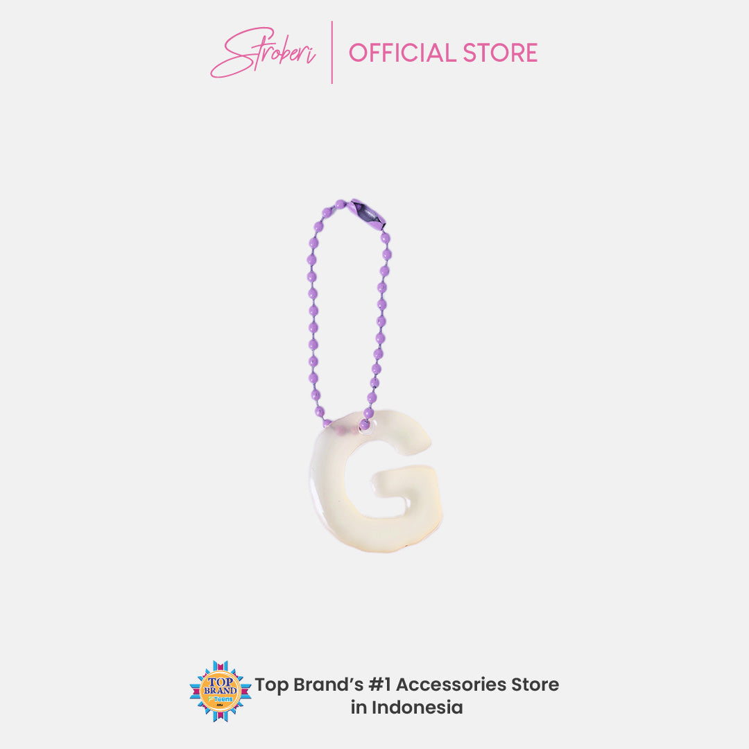Stroberi Pastel Alphabet Acrylic Keychain A-J