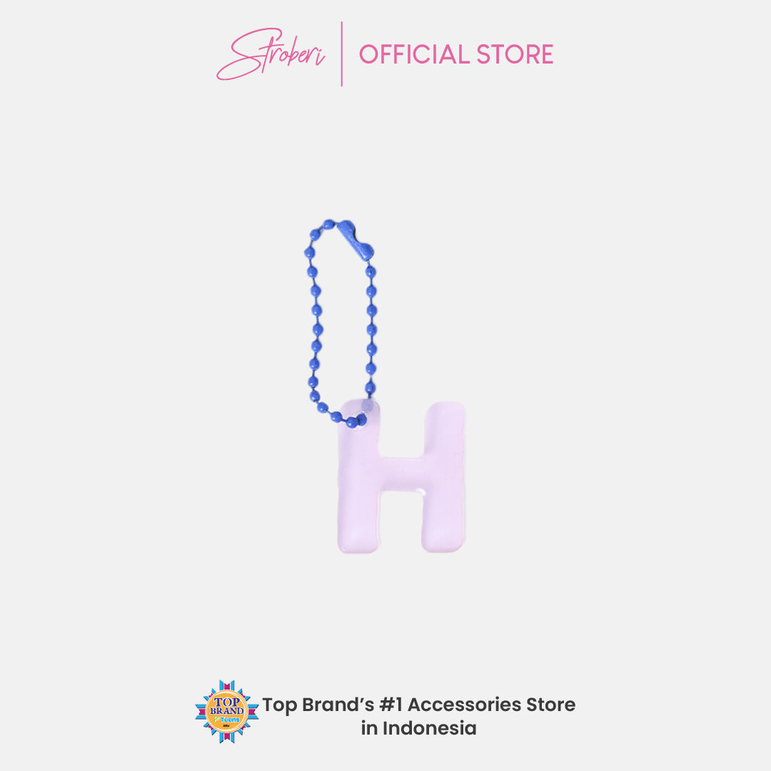 Stroberi Pastel Alphabet Acrylic Keychain A-J