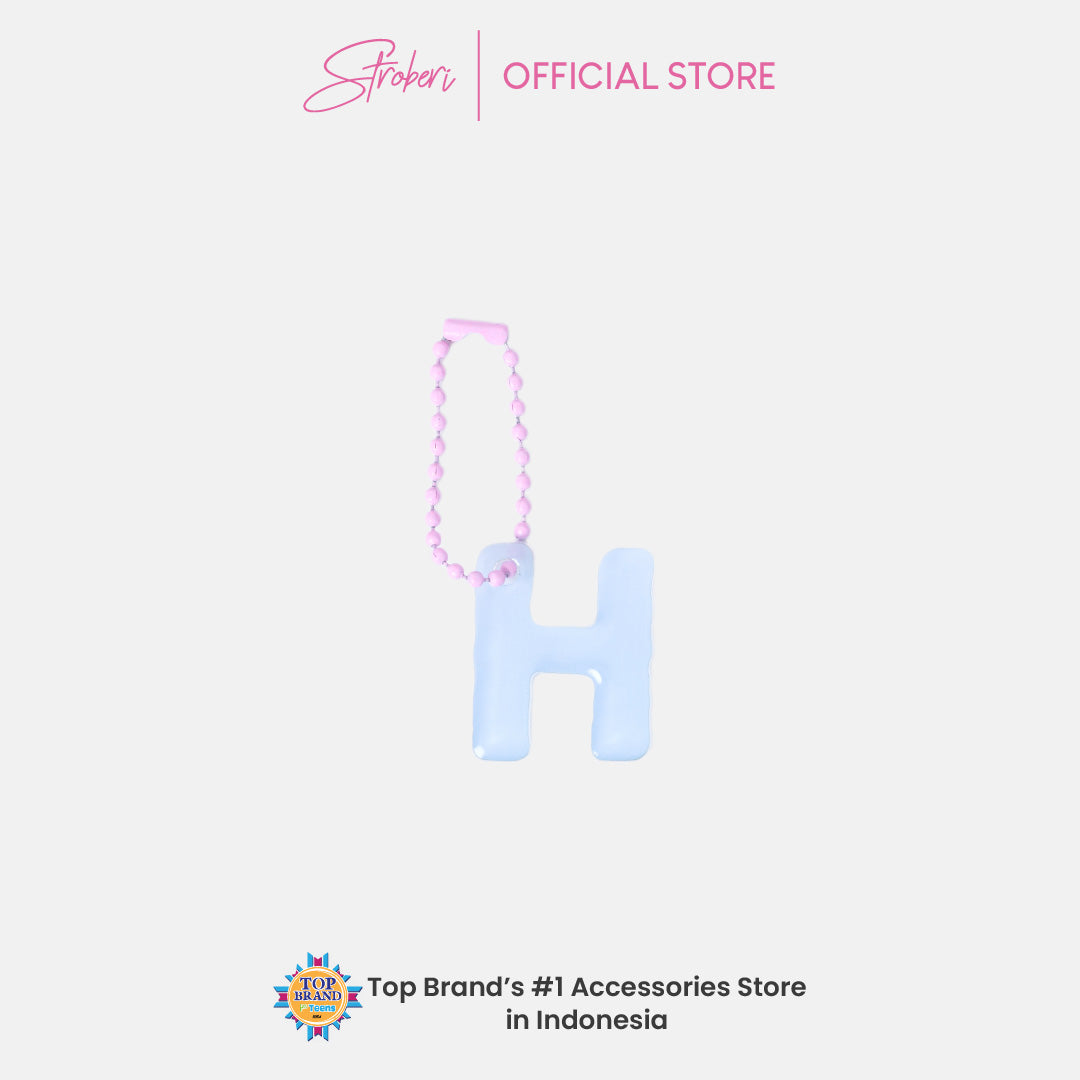 Stroberi Pastel Alphabet Acrylic Keychain A-J