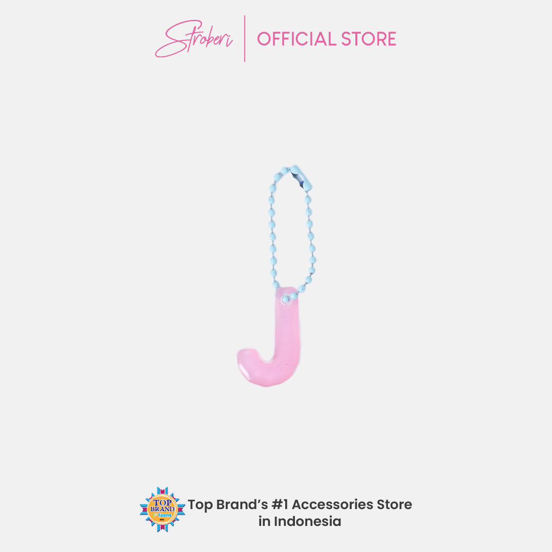 Stroberi Pastel Alphabet Acrylic Keychain A-J