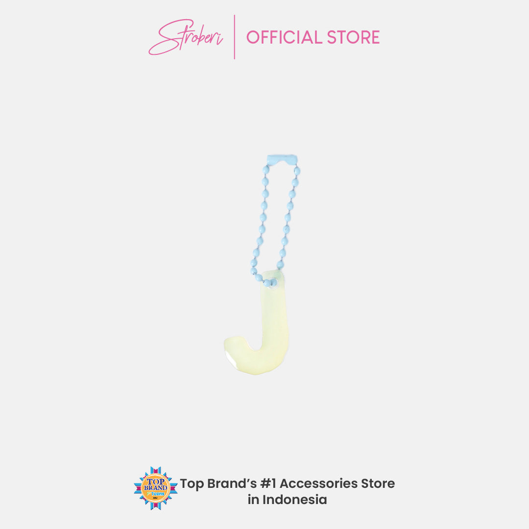 Stroberi Pastel Alphabet Acrylic Keychain A-J