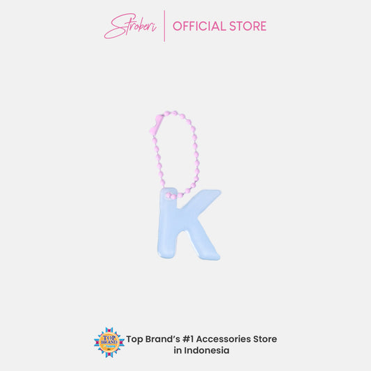 Stroberi Pastel Alphabet Acrylic Keychain K-U