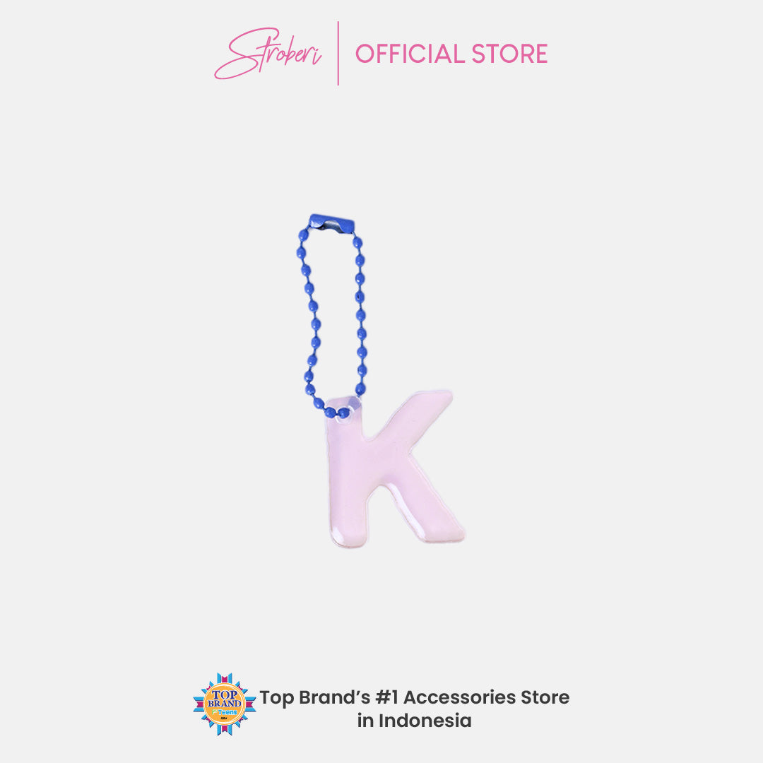 Stroberi Pastel Alphabet Acrylic Keychain K-U