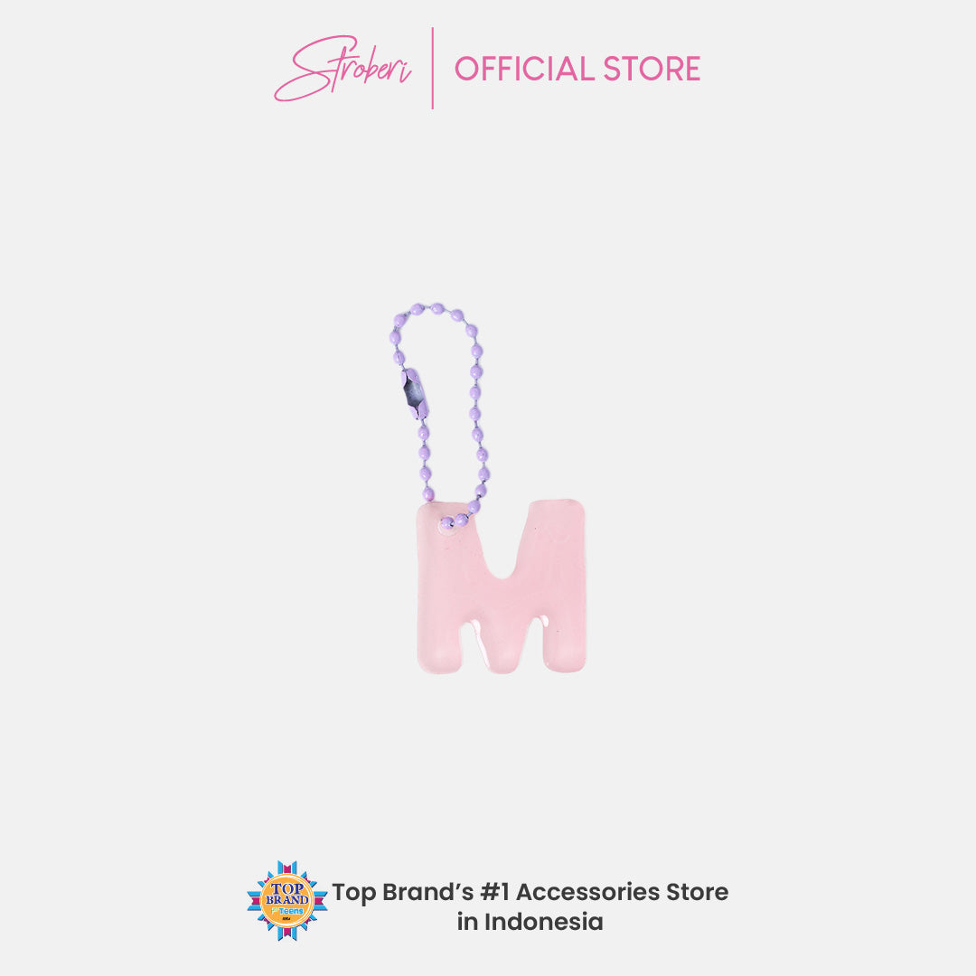 Stroberi Pastel Alphabet Acrylic Keychain K-U