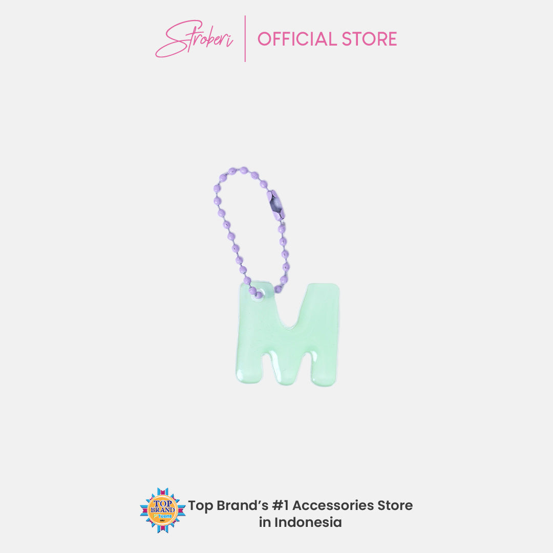 Stroberi Pastel Alphabet Acrylic Keychain K-U