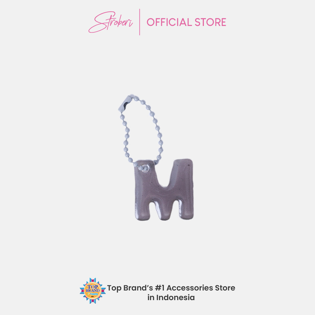 Stroberi Pastel Alphabet Acrylic Keychain K-U