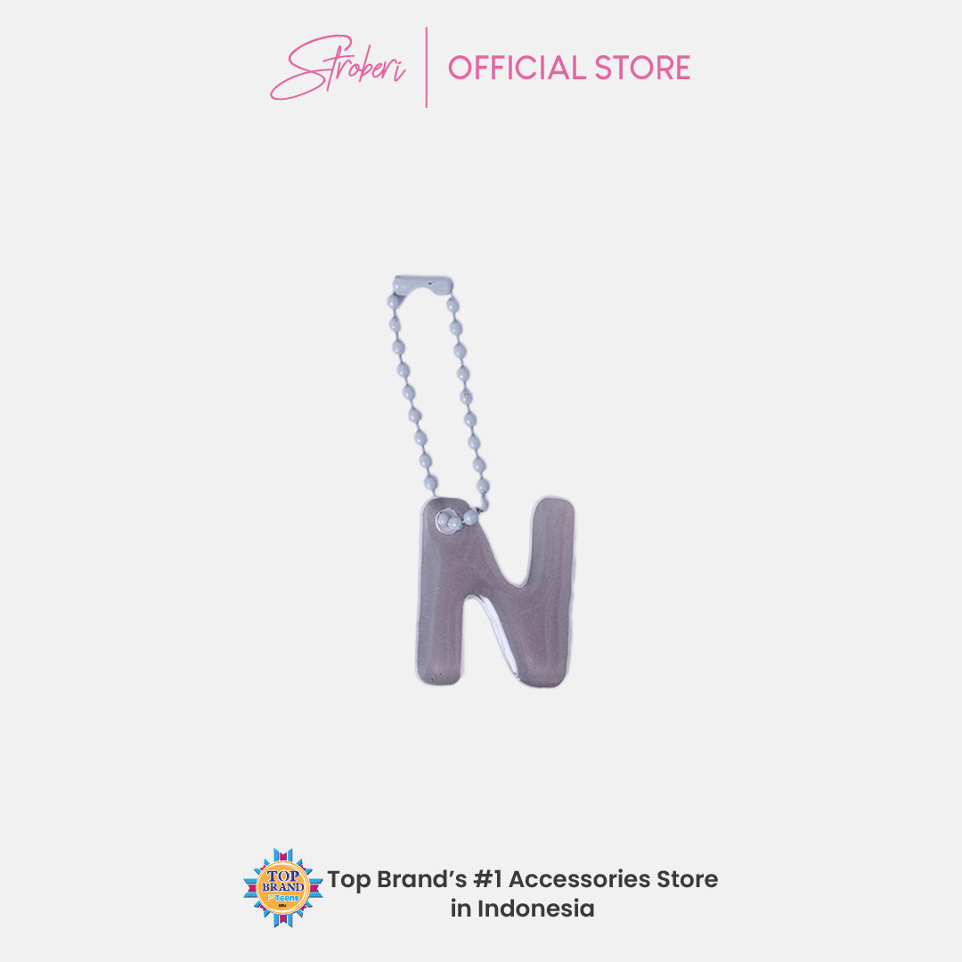 Stroberi Pastel Alphabet Acrylic Keychain K-U