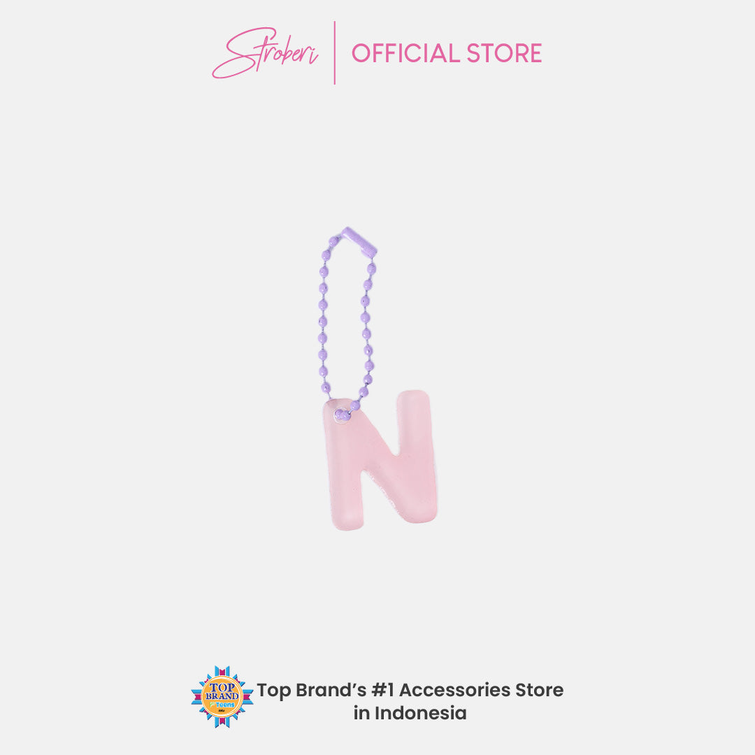 Stroberi Pastel Alphabet Acrylic Keychain K-U