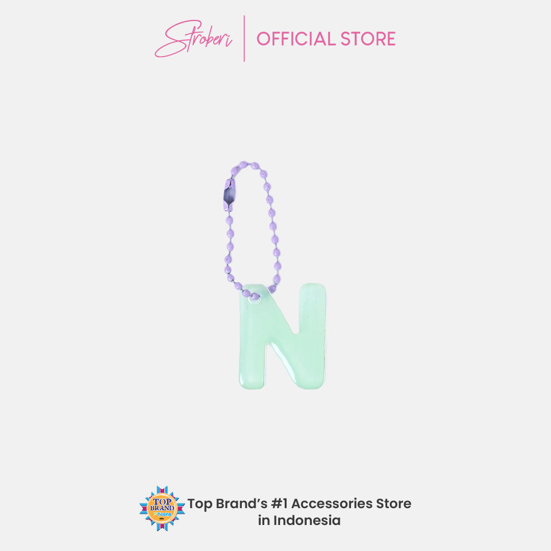 Stroberi Pastel Alphabet Acrylic Keychain K-U