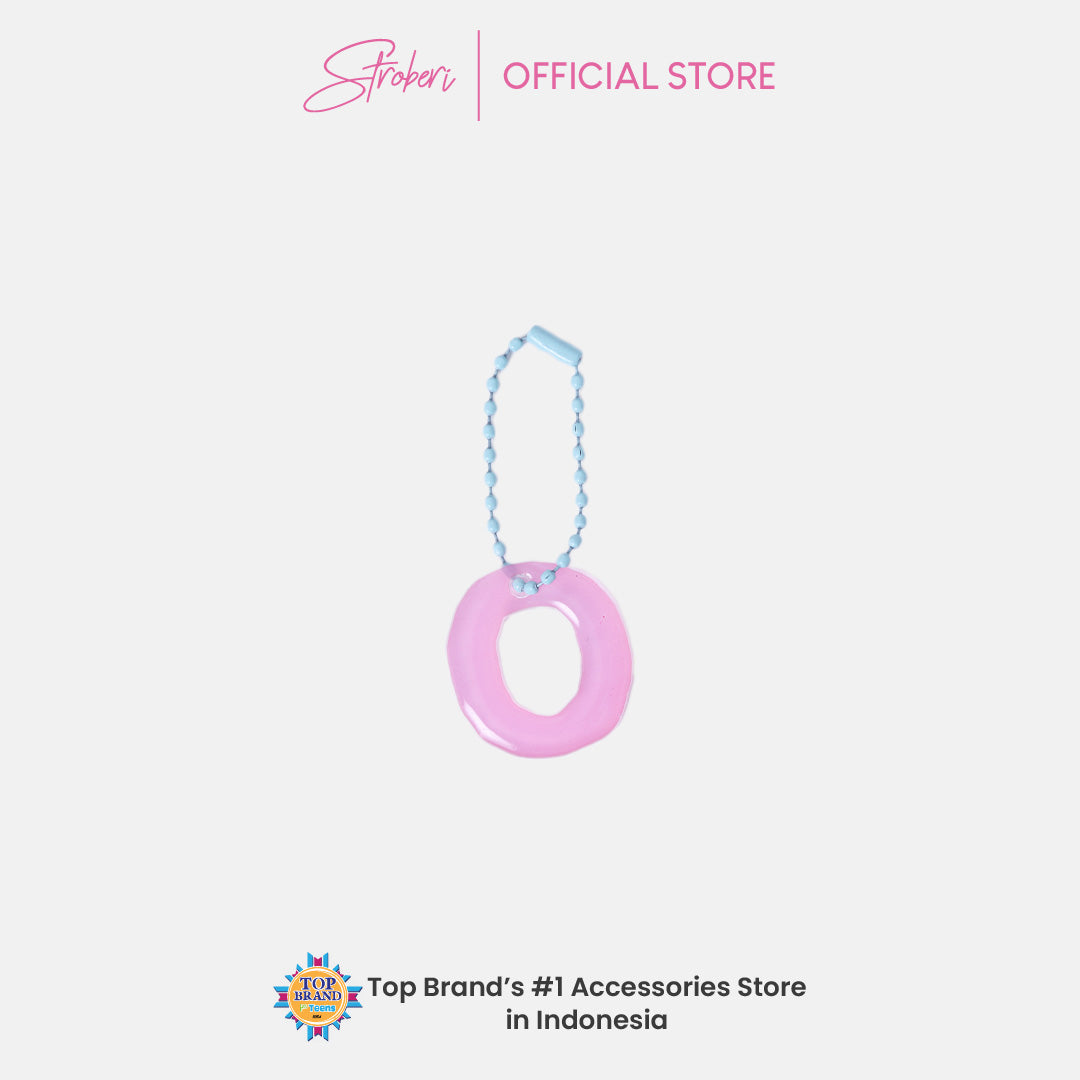Stroberi Pastel Alphabet Acrylic Keychain K-U