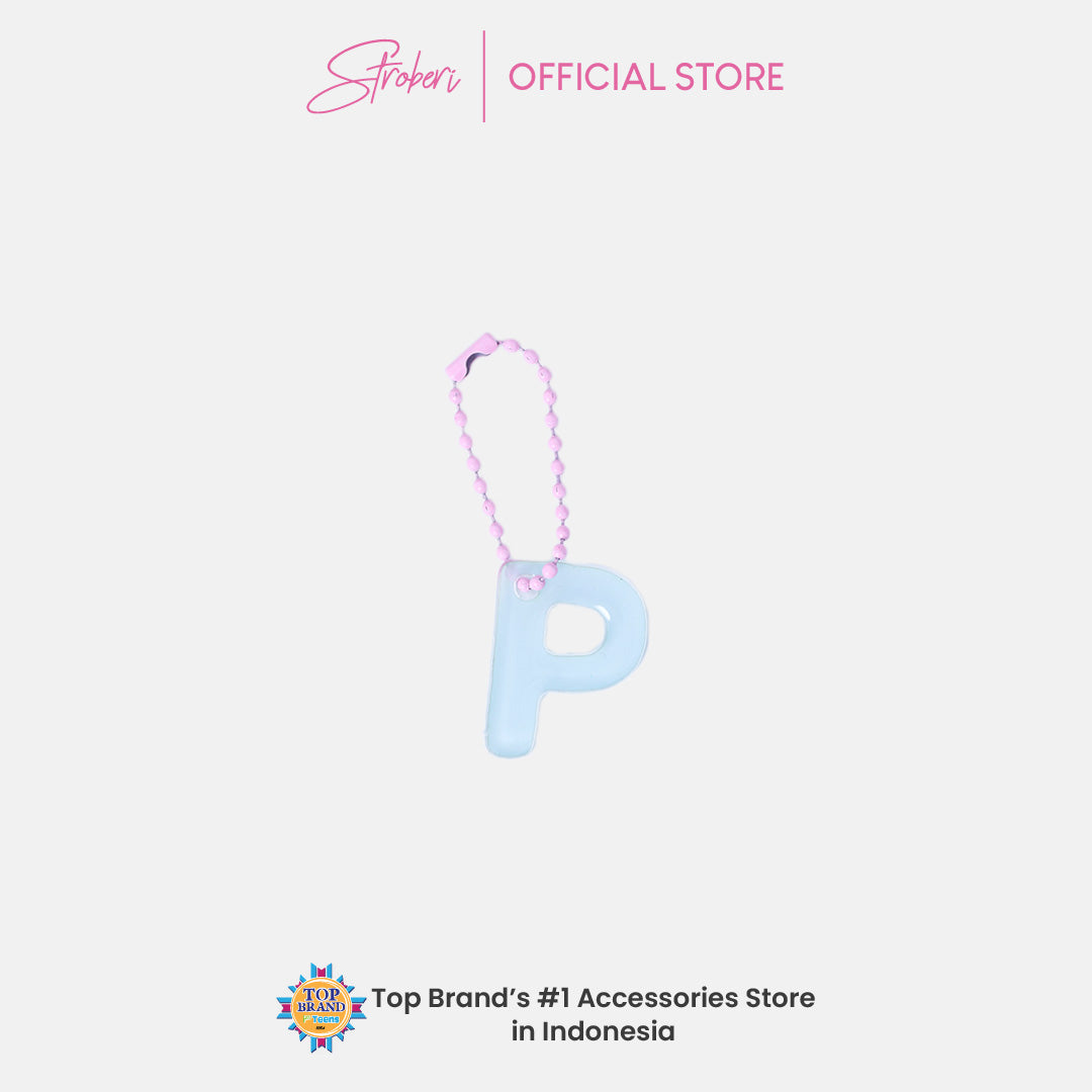 Stroberi Pastel Alphabet Acrylic Keychain K-U