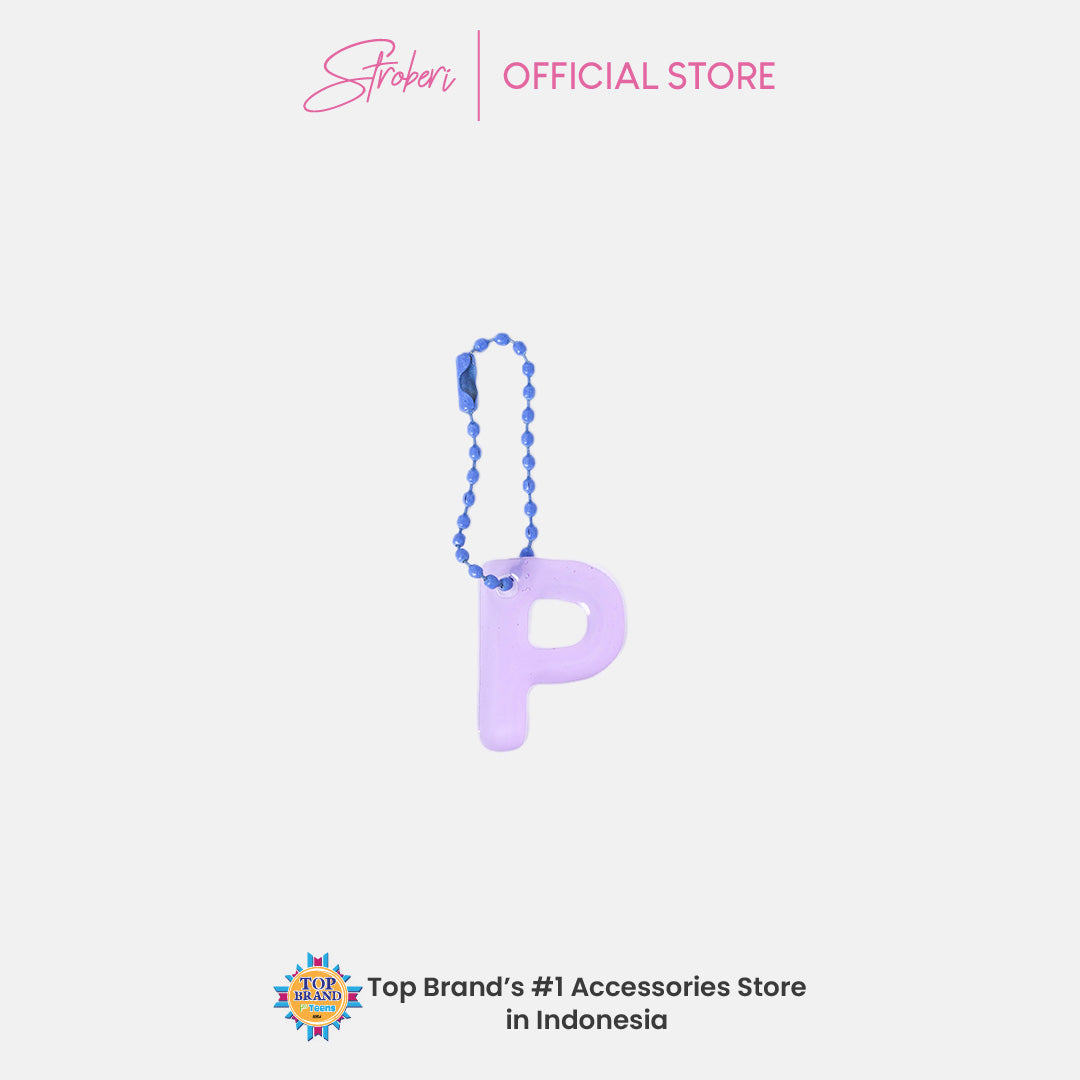 Stroberi Pastel Alphabet Acrylic Keychain K-U