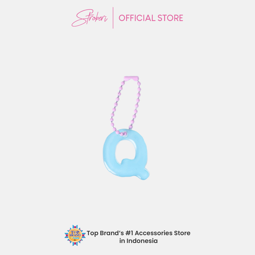 Stroberi Pastel Alphabet Acrylic Keychain K-U