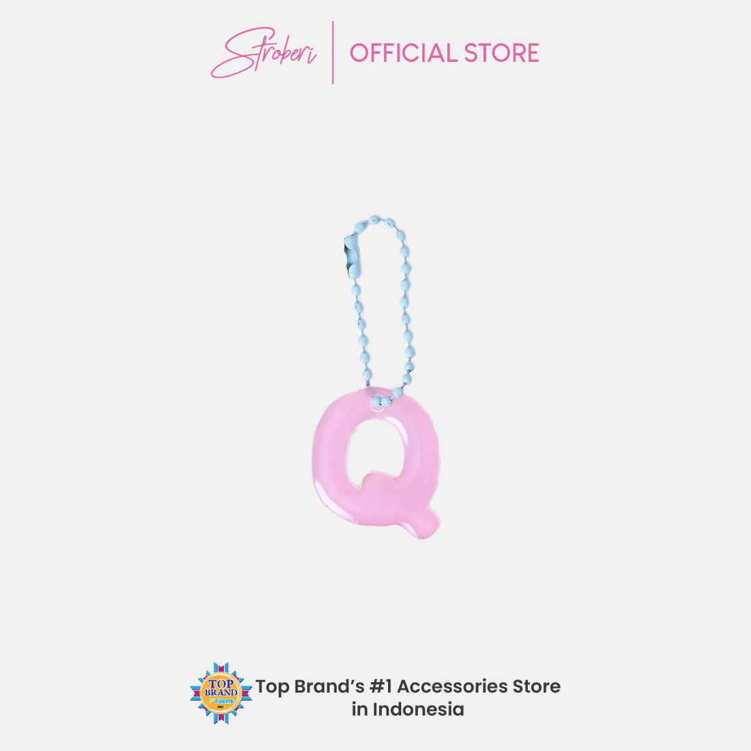Stroberi Pastel Alphabet Acrylic Keychain K-U